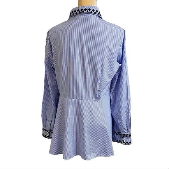 Zara Striped Shirt with Embroidery and Tassels - Picture 3 of 10